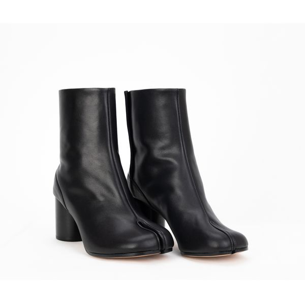 WoodchuckSato Black Leather 3cm Heel Tabi Knee-High Boots